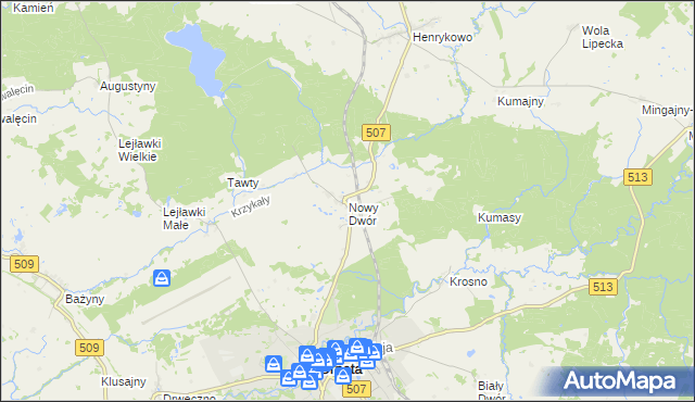 mapa Nowy Dwór gmina Orneta, Nowy Dwór gmina Orneta na mapie Targeo