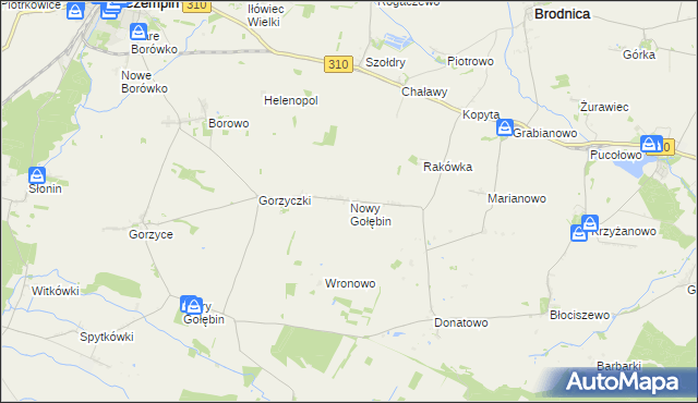 mapa Nowy Gołębin, Nowy Gołębin na mapie Targeo