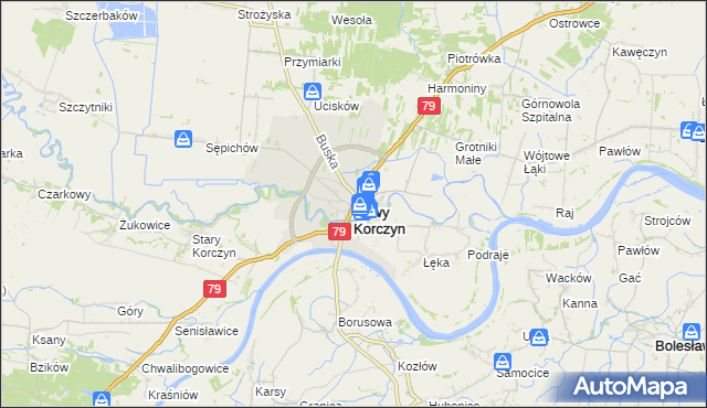 mapa Nowy Korczyn, Nowy Korczyn na mapie Targeo