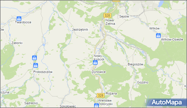 mapa Nowy Kościół, Nowy Kościół na mapie Targeo