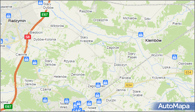 mapa Nowy Kraszew, Nowy Kraszew na mapie Targeo