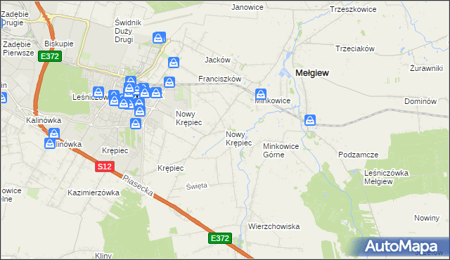 mapa Nowy Krępiec, Nowy Krępiec na mapie Targeo