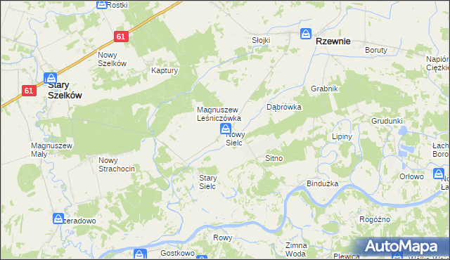 mapa Nowy Sielc gmina Rzewnie, Nowy Sielc gmina Rzewnie na mapie Targeo