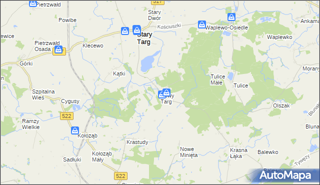 mapa Nowy Targ gmina Stary Targ, Nowy Targ gmina Stary Targ na mapie Targeo