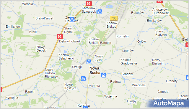 mapa Nowy Żylin, Nowy Żylin na mapie Targeo