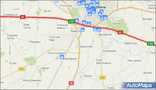 mapa Obłaczkowo, Obłaczkowo na mapie Targeo