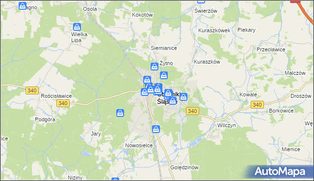 mapa Oborniki Śląskie, Oborniki Śląskie na mapie Targeo