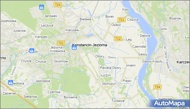 mapa Obory gmina Konstancin-Jeziorna, Obory gmina Konstancin-Jeziorna na mapie Targeo
