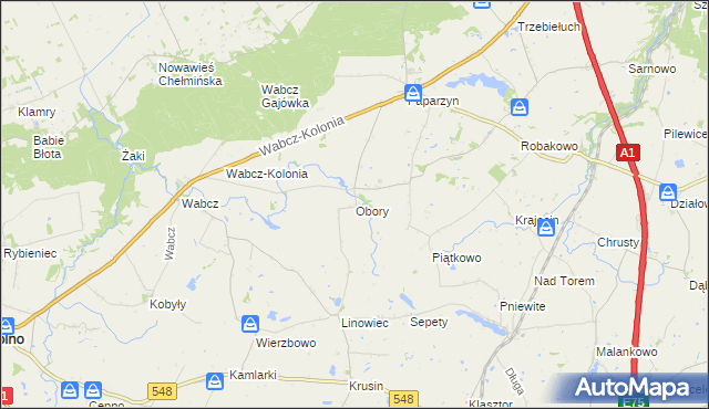 mapa Obory gmina Stolno, Obory gmina Stolno na mapie Targeo