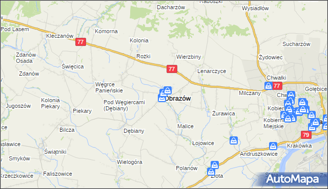 mapa Obrazów, Obrazów na mapie Targeo
