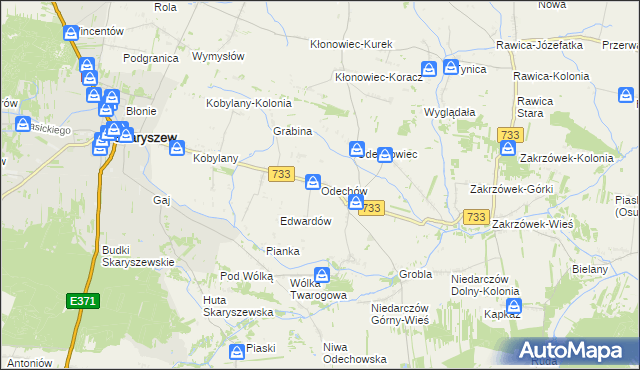 mapa Odechów gmina Skaryszew, Odechów gmina Skaryszew na mapie Targeo