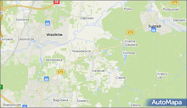 mapa Ogrodniczki gmina Supraśl, Ogrodniczki gmina Supraśl na mapie Targeo