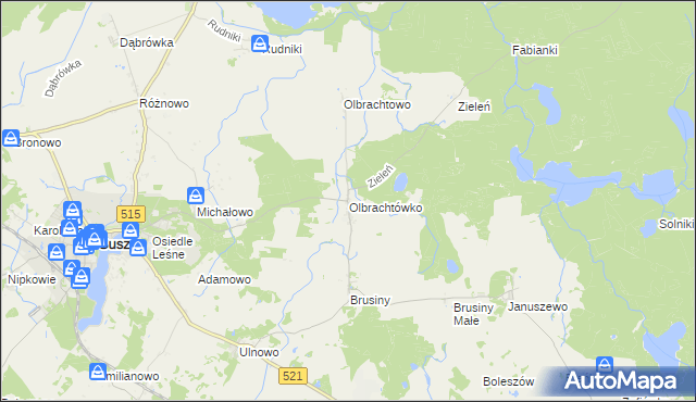 mapa Olbrachtówko, Olbrachtówko na mapie Targeo