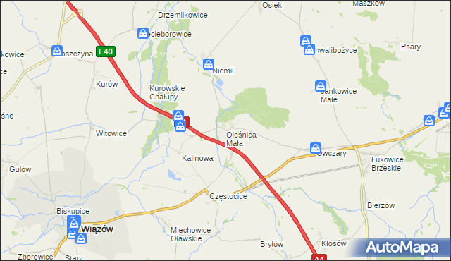 mapa Oleśnica Mała, Oleśnica Mała na mapie Targeo