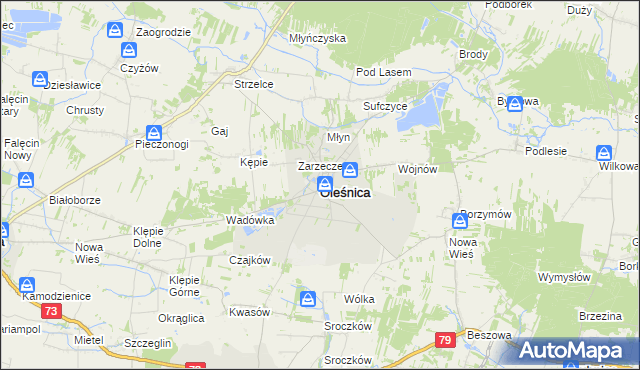 mapa Oleśnica powiat staszowski, Oleśnica powiat staszowski na mapie Targeo