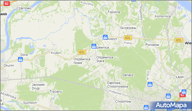 mapa Olszewnica Stara, Olszewnica Stara na mapie Targeo