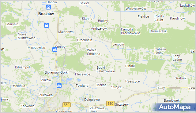 mapa Olszowiec gmina Brochów, Olszowiec gmina Brochów na mapie Targeo