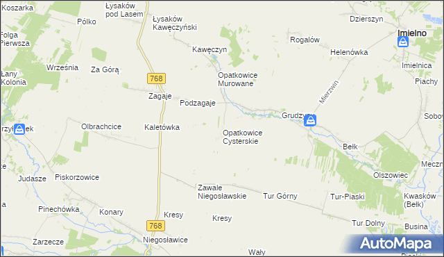 mapa Opatkowice Cysterskie, Opatkowice Cysterskie na mapie Targeo