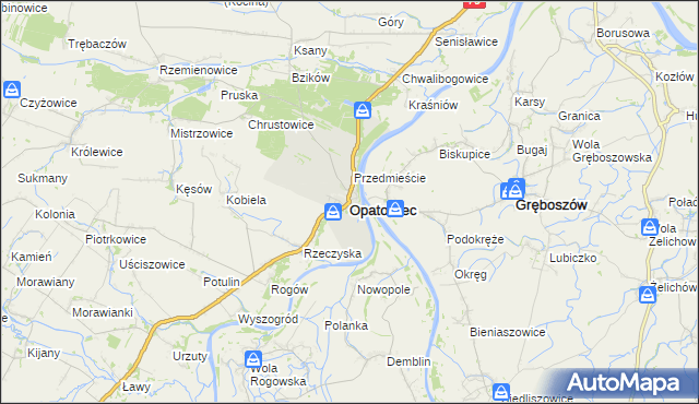 mapa Opatowiec powiat kazimierski, Opatowiec powiat kazimierski na mapie Targeo