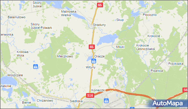 mapa Oracze, Oracze na mapie Targeo