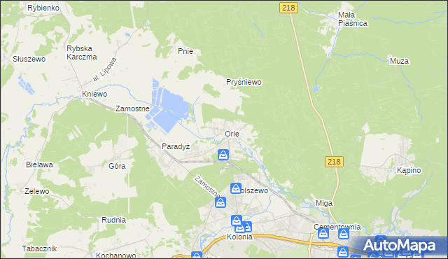 mapa Orle gmina Wejherowo, Orle gmina Wejherowo na mapie Targeo