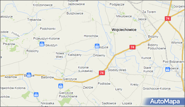 mapa Orłowiny, Orłowiny na mapie Targeo