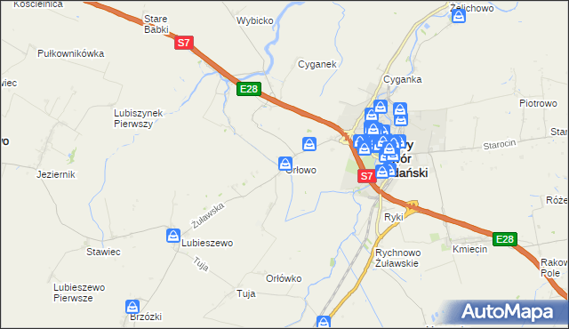 mapa Orłowo gmina Nowy Dwór Gdański, Orłowo gmina Nowy Dwór Gdański na mapie Targeo