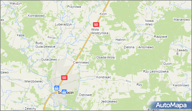 mapa Osada-Wola, Osada-Wola na mapie Targeo