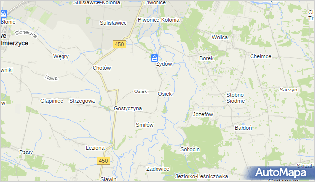 mapa Osiek gmina Nowe Skalmierzyce, Osiek gmina Nowe Skalmierzyce na mapie Targeo