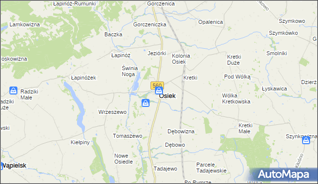 mapa Osiek powiat brodnicki, Osiek powiat brodnicki na mapie Targeo