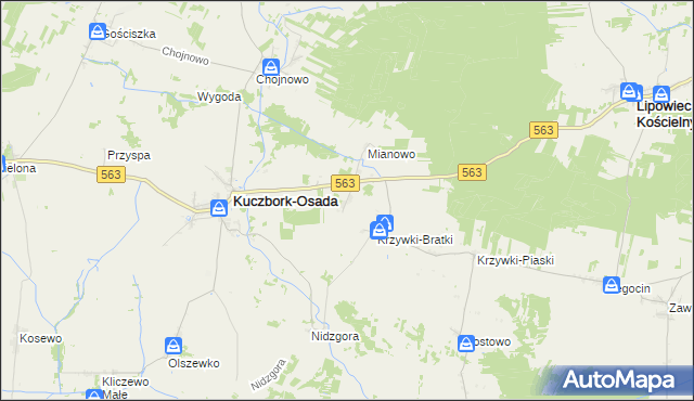 mapa Osowa gmina Kuczbork-Osada, Osowa gmina Kuczbork-Osada na mapie Targeo