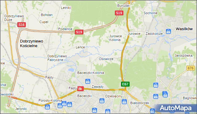 mapa Osowicze, Osowicze na mapie Targeo