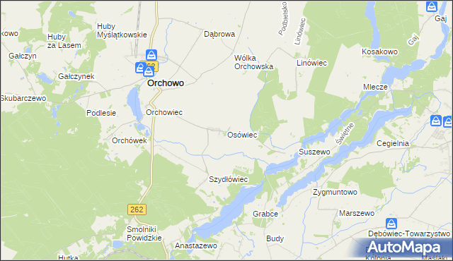 mapa Osówiec gmina Orchowo, Osówiec gmina Orchowo na mapie Targeo