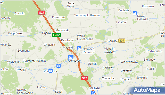 mapa Ostrożeń Pierwszy, Ostrożeń Pierwszy na mapie Targeo