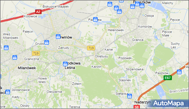 mapa Otrębusy, Otrębusy na mapie Targeo