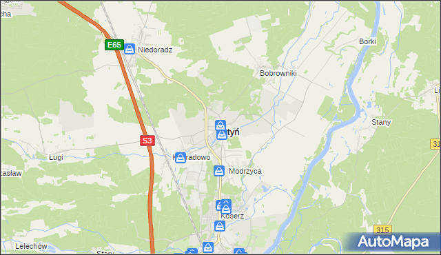 mapa Otyń, Otyń na mapie Targeo