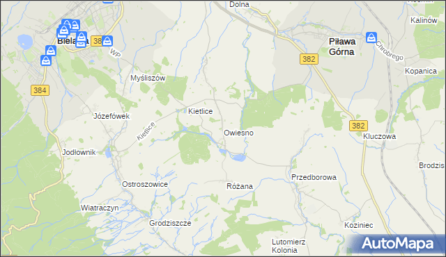 mapa Owiesno, Owiesno na mapie Targeo