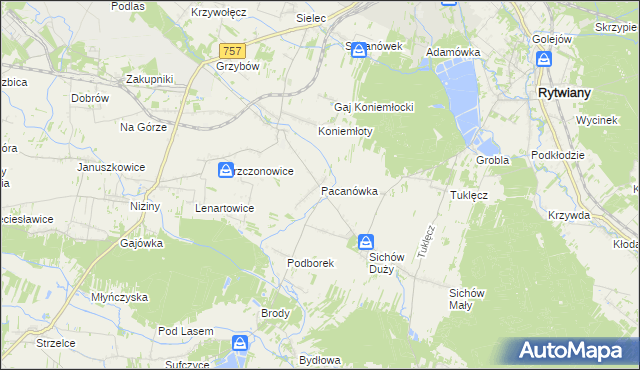 mapa Pacanówka, Pacanówka na mapie Targeo