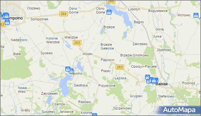 mapa Paprocin, Paprocin na mapie Targeo