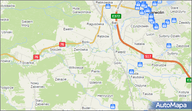mapa Parcele-Rębków, Parcele-Rębków na mapie Targeo