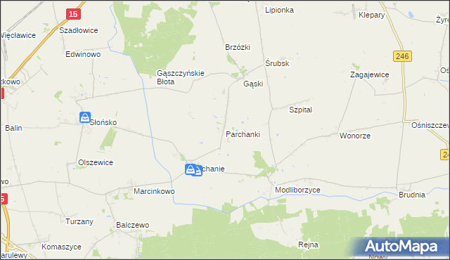 mapa Parchanki, Parchanki na mapie Targeo