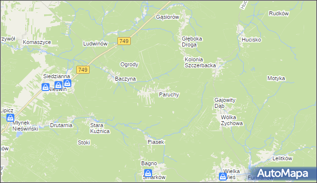 mapa Paruchy, Paruchy na mapie Targeo