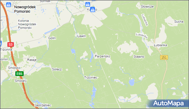 mapa Parzeńsko, Parzeńsko na mapie Targeo