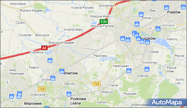 mapa Parzniew, Parzniew na mapie Targeo