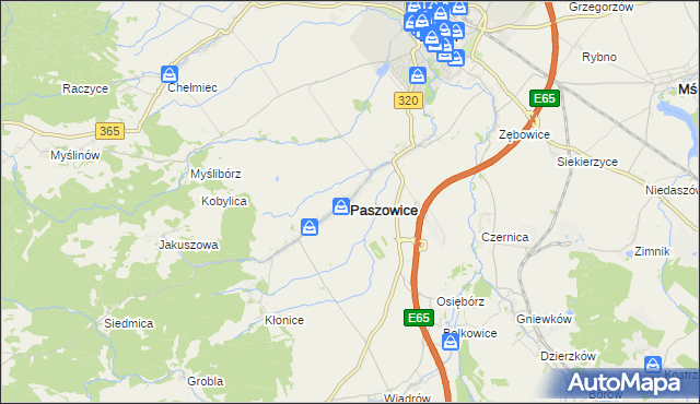 mapa Paszowice, Paszowice na mapie Targeo