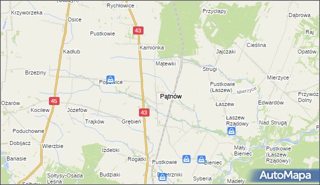 mapa Pątnów powiat wieluński, Pątnów powiat wieluński na mapie Targeo