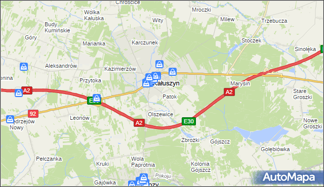 mapa Patok gmina Kałuszyn, Patok gmina Kałuszyn na mapie Targeo