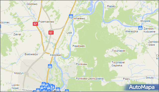 mapa Pawłówek-Gajówka, Pawłówek-Gajówka na mapie Targeo