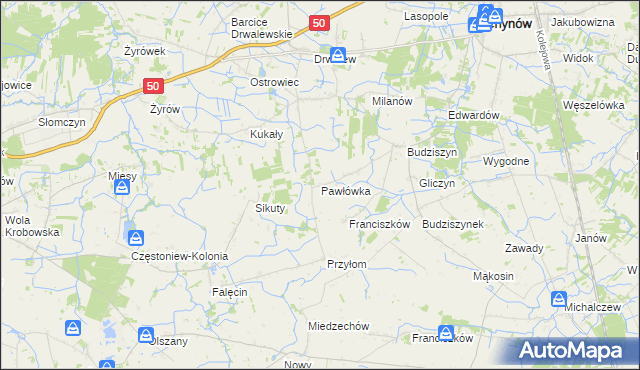 mapa Pawłówka gmina Chynów, Pawłówka gmina Chynów na mapie Targeo
