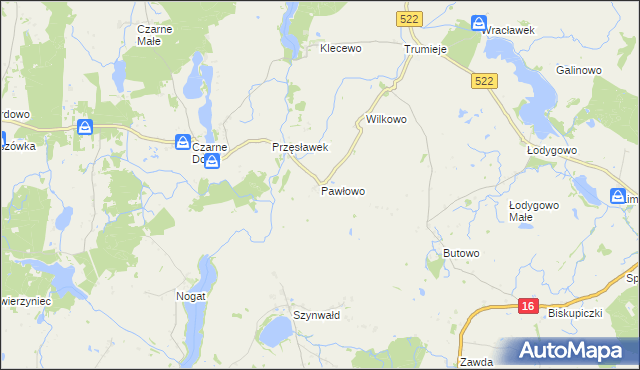 mapa Pawłowo gmina Gardeja, Pawłowo gmina Gardeja na mapie Targeo